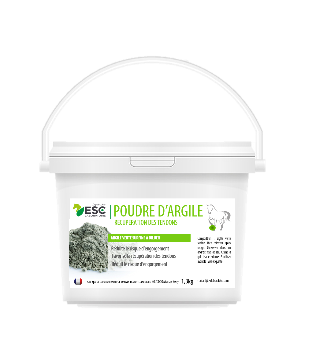 POUDRE D'ARGILE - Argile riche en nutriments à reconstituer - Récupération  tendons cheval - ESC Laboratoire