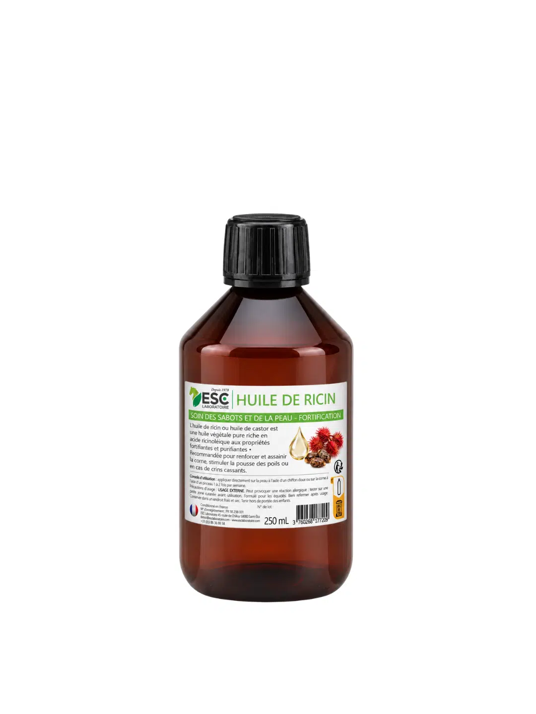 HUILE VEGETALE DE RICIN - Soin des sabots et de la peau cheval